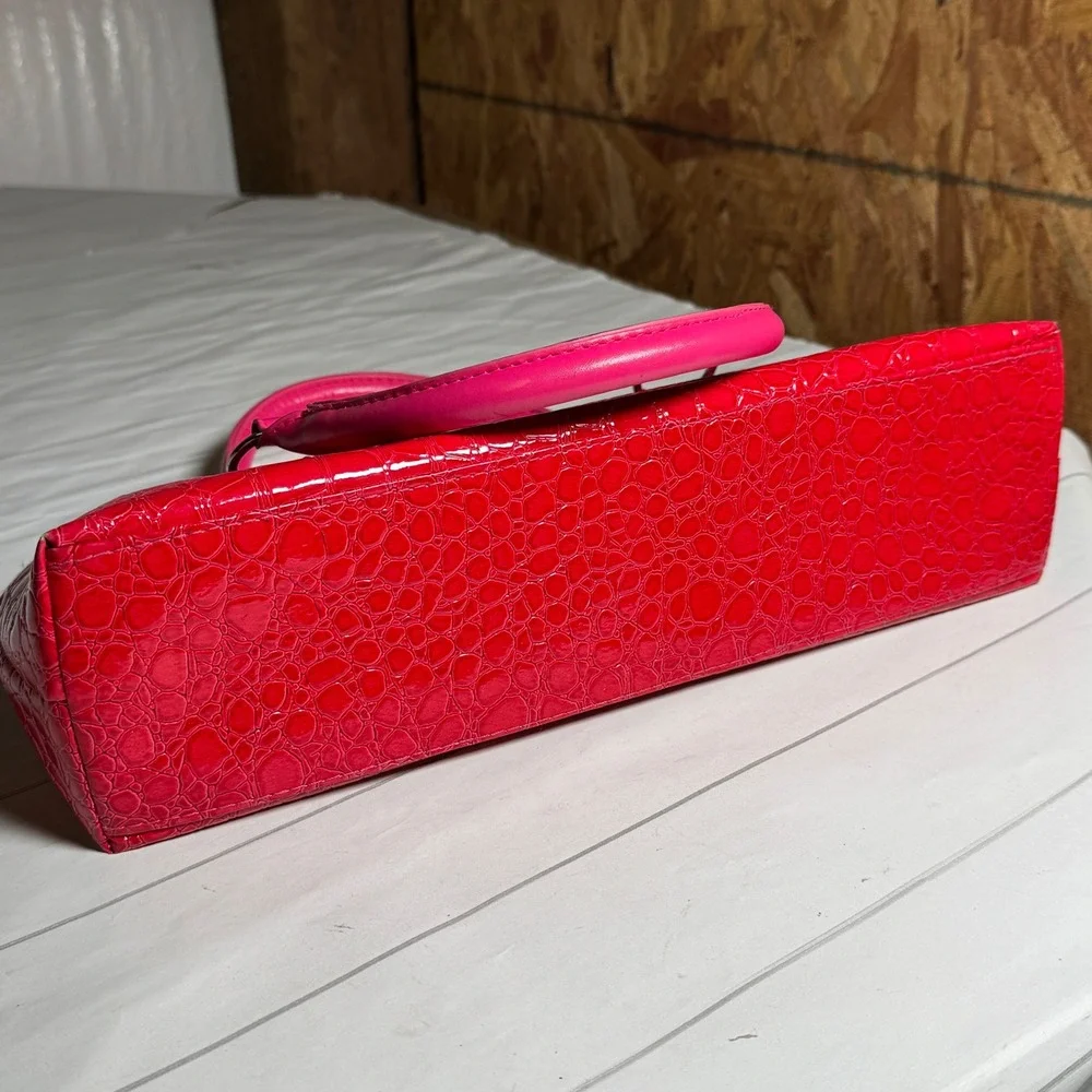 Primeware Insulated Wine Clutch Hot Pink Faux Leather Crocodile Party‎ Tote Bag